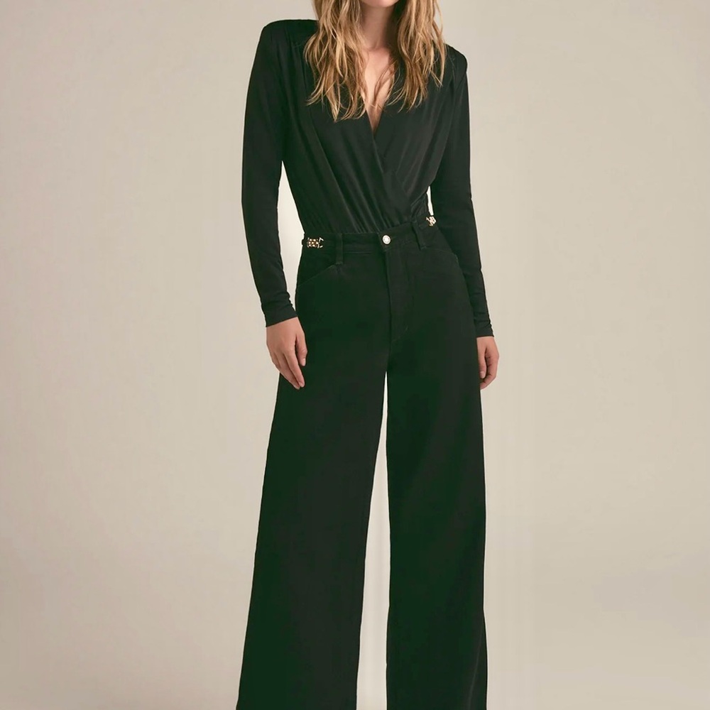 Favorite daughter, wide leg jeans with gold detail